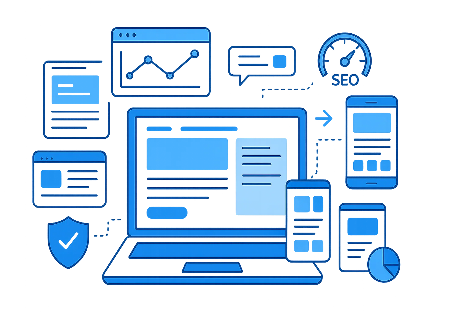 Profesyonel web sitesi tasarımı ve fiyatlandırma konsepti illüstrasyonu