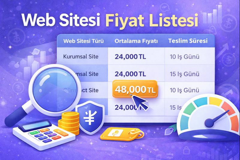 Web sitesi fiyat listesi (2026): web sitesi türü, ortalama fiyat ve teslim süresi tablosu