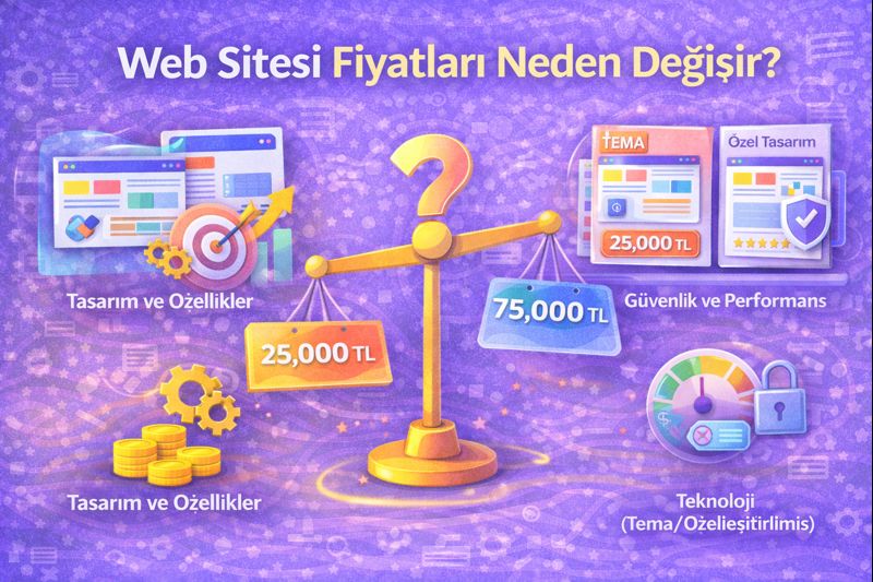 Web sitesi fiyatları neden değişir? Tasarım ve özellikler, tema/özelleştirme, güvenlik-performans ve teknoloji gibi faktörlerin maliyete etkisi
