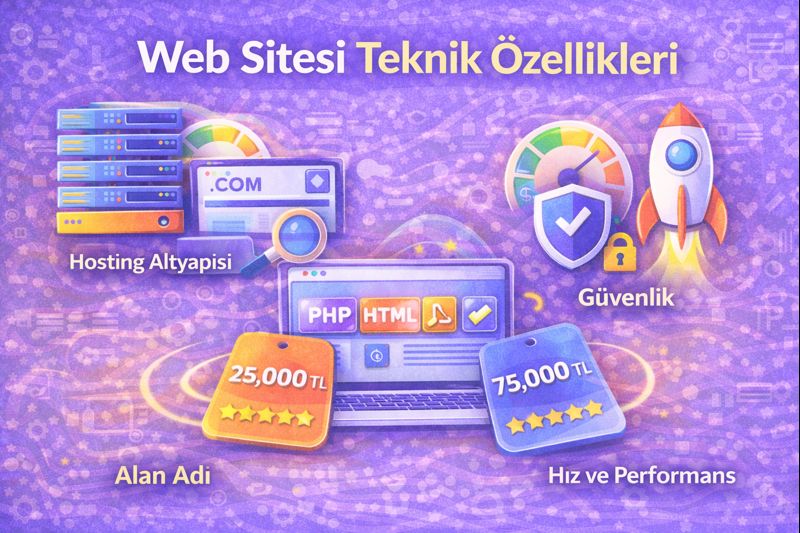Web sitesi teknik özellikleri: hosting altyapısı, alan adı, yazılım dili, güvenlik, hız ve performans optimizasyonu